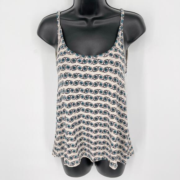 Lauren Moshi NEW Zena Deep Back Spaghetti Tank Top Allover Evil Eye Size XS Tan - Picture 1 of 7